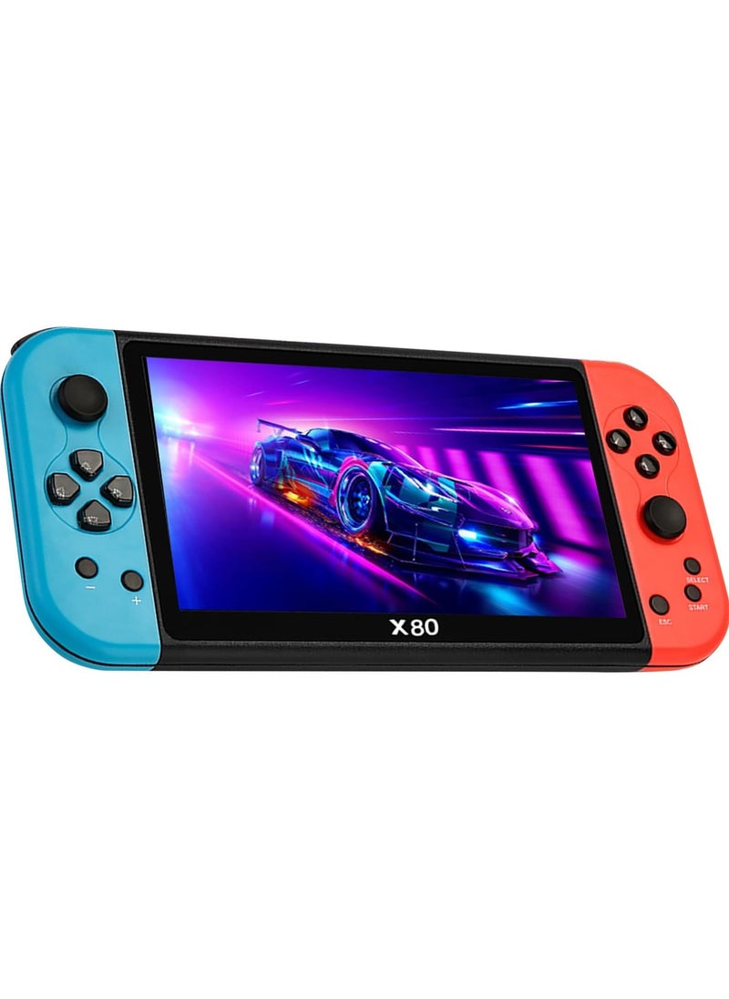 SMARTX - X80 Game Console, 7 Inch Retro Game Console with 10000 Built-in Games, Supports 10 Emulators and 128GB TF Card Expansion, Multifunctional Pocket Game for Kids - Image 1
