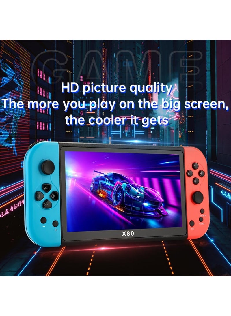 SMARTX - X80 Game Console, 7 Inch Retro Game Console with 10000 Built-in Games, Supports 10 Emulators and 128GB TF Card Expansion, Multifunctional Pocket Game for Kids - Image 1