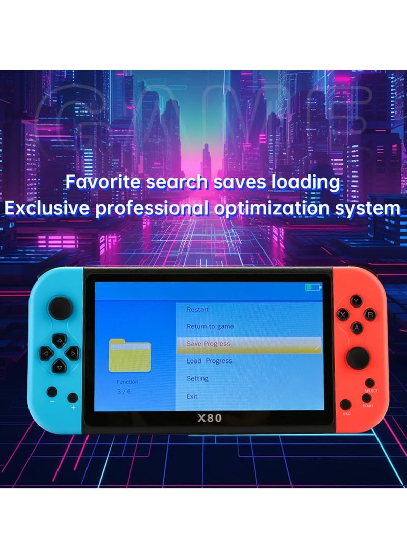 SMARTX - X80 Game Console, 7 Inch Retro Game Console with 10000 Built-in Games, Supports 10 Emulators and 128GB TF Card Expansion, Multifunctional Pocket Game for Kids - Image 1