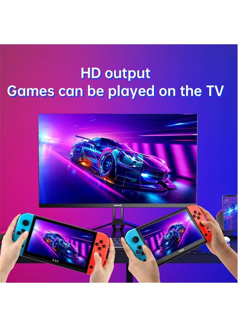 SMARTX - X80 Game Console, 7 Inch Retro Game Console with 10000 Built-in Games, Supports 10 Emulators and 128GB TF Card Expansion, Multifunctional Pocket Game for Kids - Image 1
