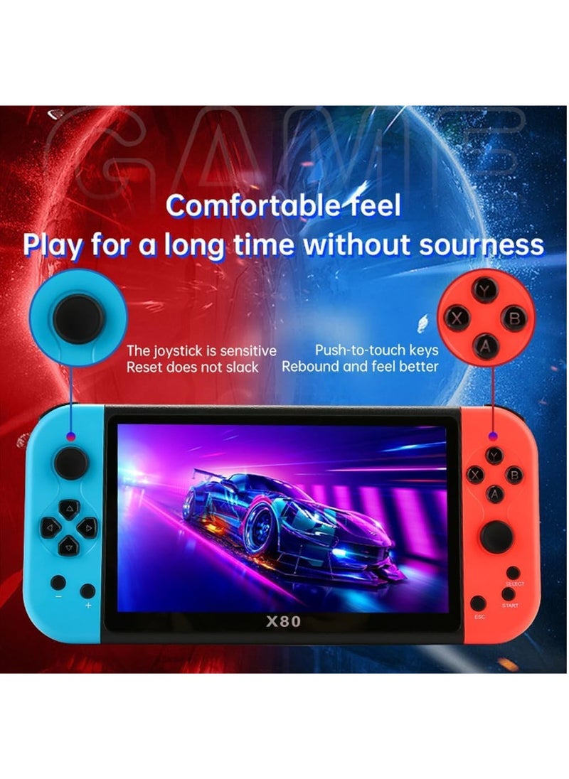 SMARTX - X80 Game Console, 7 Inch Retro Game Console with 10000 Built-in Games, Supports 10 Emulators and 128GB TF Card Expansion, Multifunctional Pocket Game for Kids - Image 1