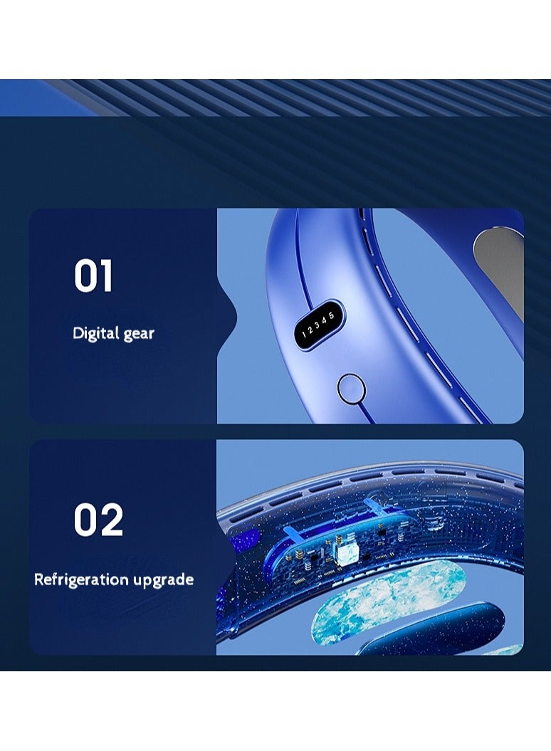شاشة LED ، تدفق هواء بارد 360 درجة مئوية ، مروحة عنق محمولة بدون شفرات قابلة لإعادة الشحن عبر USB مع 5 سرعات قابلة للتعديل ، مروحة شخصية للسفر في الهواء الطلق والداخلية - Image 5