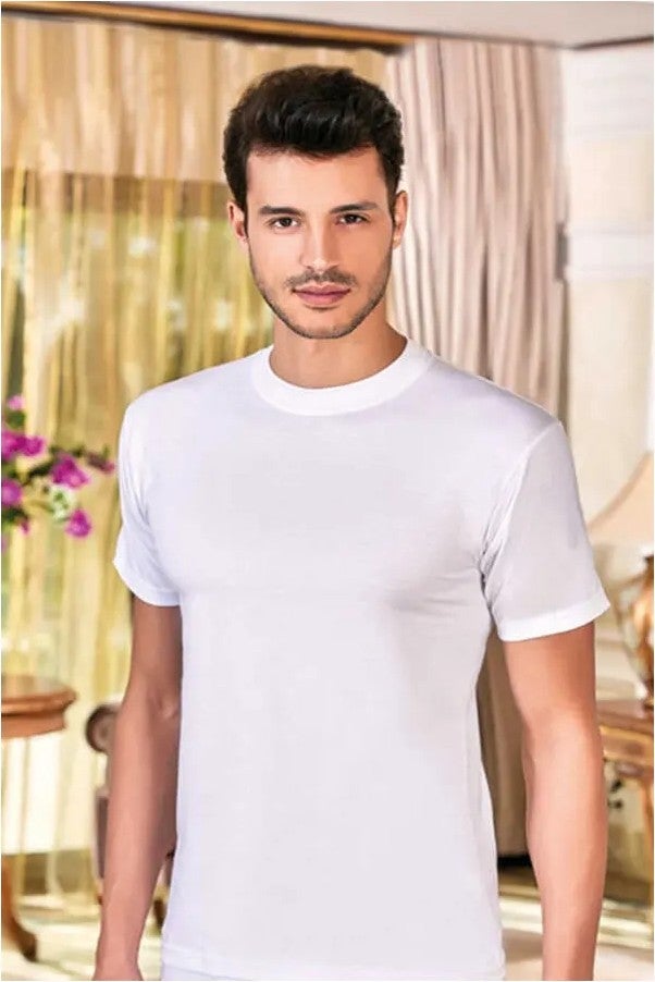 Berrak Men's Zero Collar Half Sleeve 3-Piece Undershirt 
