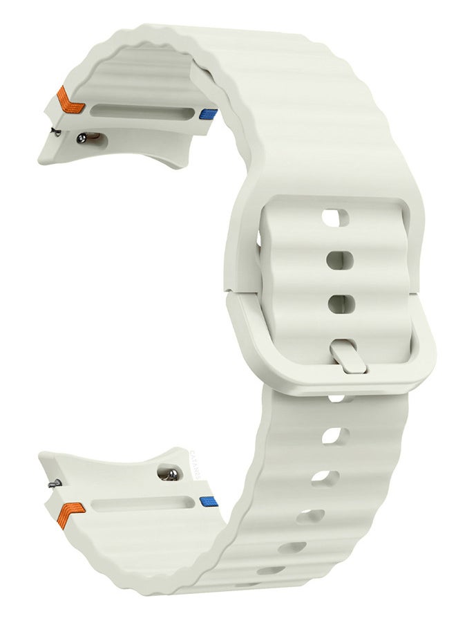 CATANES (for Samsung Galaxy Watch 7 / Samsung Galaxy Watch 6 ) Silicone Sport Band with Decorative Woven Line Durable and Sport Design for Men Women Dusty White  - Image 1
