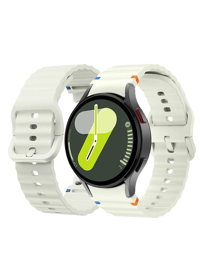CATANES (for Samsung Galaxy Watch 7 / Samsung Galaxy Watch 6 ) Silicone Sport Band with Decorative Woven Line Durable and Sport Design for Men Women Dusty White  - Image 2
