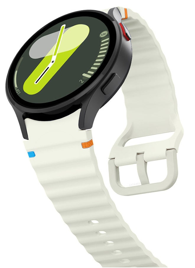 CATANES (for Samsung Galaxy Watch 7 / Samsung Galaxy Watch 6 ) Silicone Sport Band with Decorative Woven Line Durable and Sport Design for Men Women Dusty White  - Image 4