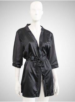 ovitio Women's Black Bathrobe with Waist Tie in Two Pieces  - Image 3