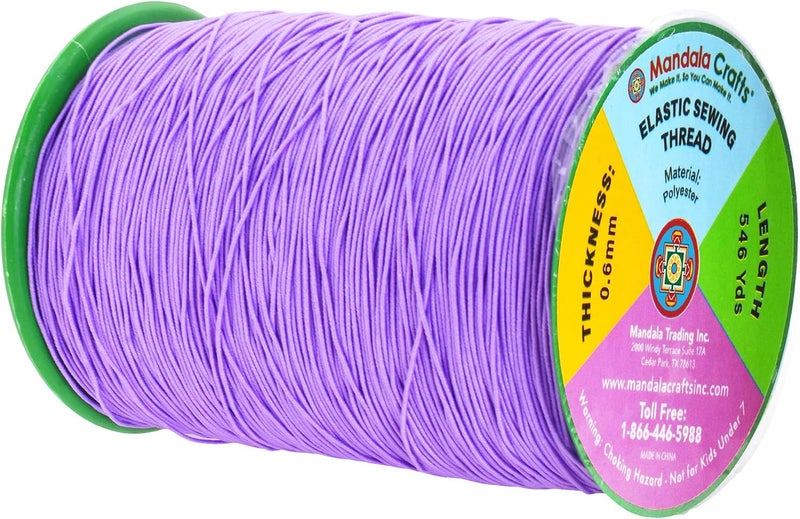 Mandala Crafts Lavender Shirring Elastic Thread for Sewing, Knitting, Smocking, and DIY Crafts - 546 Yards 0.6mm Fine Thin Stretch Thread for Sewing Machines - Image 2