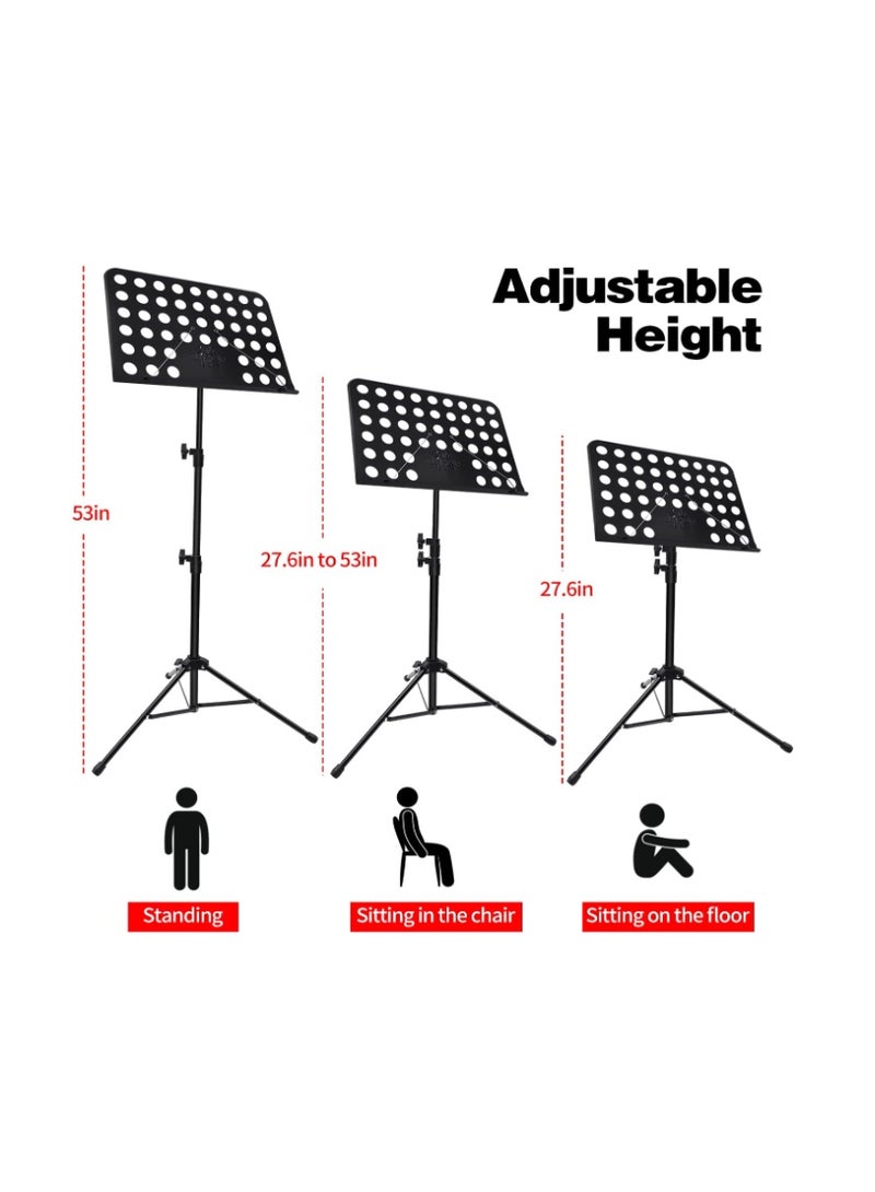 GOGOGO Music Stand for Sheet Music, Adjustable Music Stand with Carrying Bag, Professional Music Book Holder Music Sheet Clip Holder for Guitar, Ukulele, Violin Players (1 pack) - Image 3
