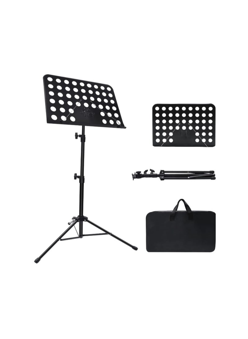 GOGOGO Music Stand for Sheet Music, Adjustable Music Stand with Carrying Bag, Professional Music Book Holder Music Sheet Clip Holder for Guitar, Ukulele, Violin Players (1 pack) - Image 1