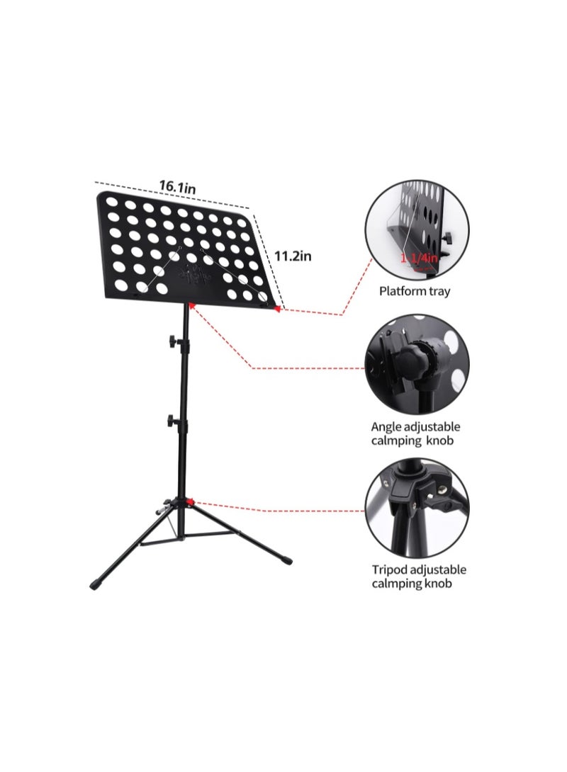 GOGOGO Music Stand for Sheet Music, Adjustable Music Stand with Carrying Bag, Professional Music Book Holder Music Sheet Clip Holder for Guitar, Ukulele, Violin Players (1 pack) - Image 2