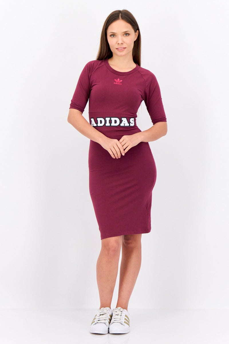 adidas Originals Women Sportswear Fit Outdoor Mini Dress, Burgundy  - Image 3