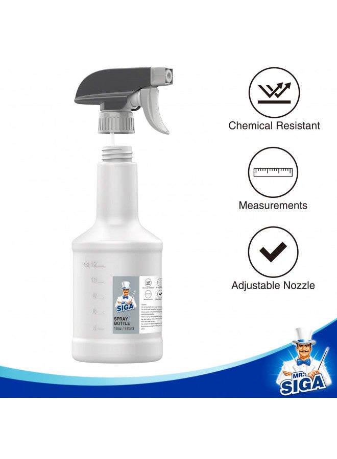 Mr Siga MR.SIGA 16 oz Empty Plastic Spray Bottles for Cleaning Solutions, Heavy Duty Household Reusable Spray Bottles with Measurements and Adjustable Leak Proof Nozzle, 3 Pack - Image 4