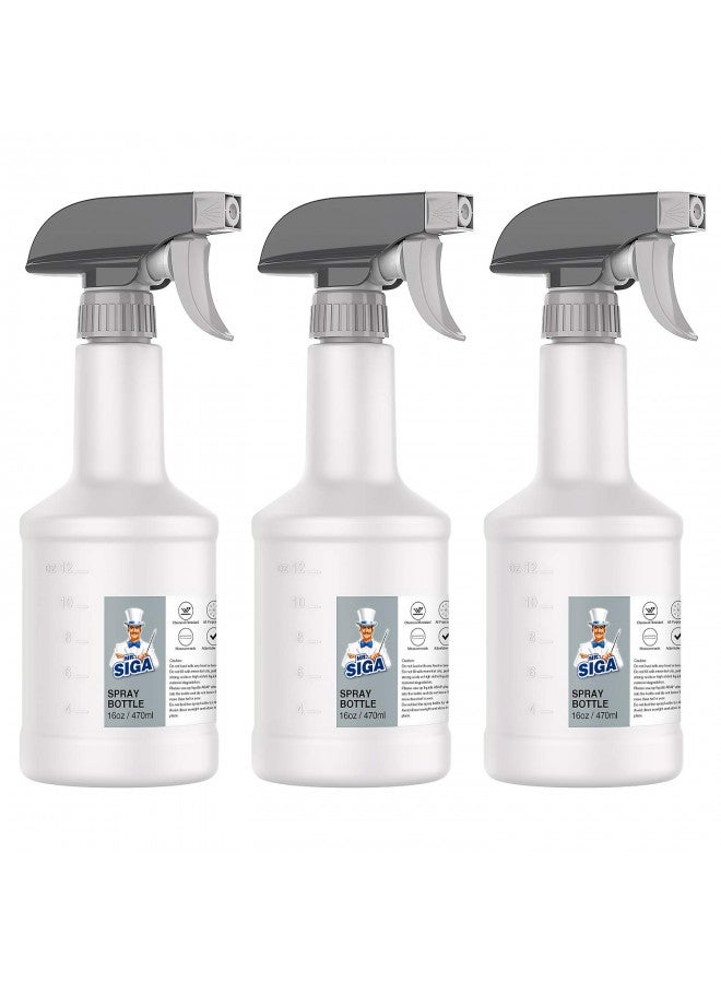 Mr Siga MR.SIGA 16 oz Empty Plastic Spray Bottles for Cleaning Solutions, Heavy Duty Household Reusable Spray Bottles with Measurements and Adjustable Leak Proof Nozzle, 3 Pack - Image 1