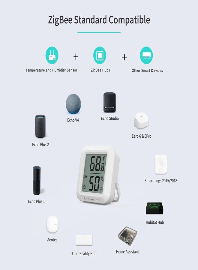 THIRDREALITY Zigbee Temperature and Humidity Sensor 2-Pack, Digital LCD Display, ZigBee Hub Required, App Records, Remote Monitoring and Smart Home Automation, Including AAA Batteries - Image 3