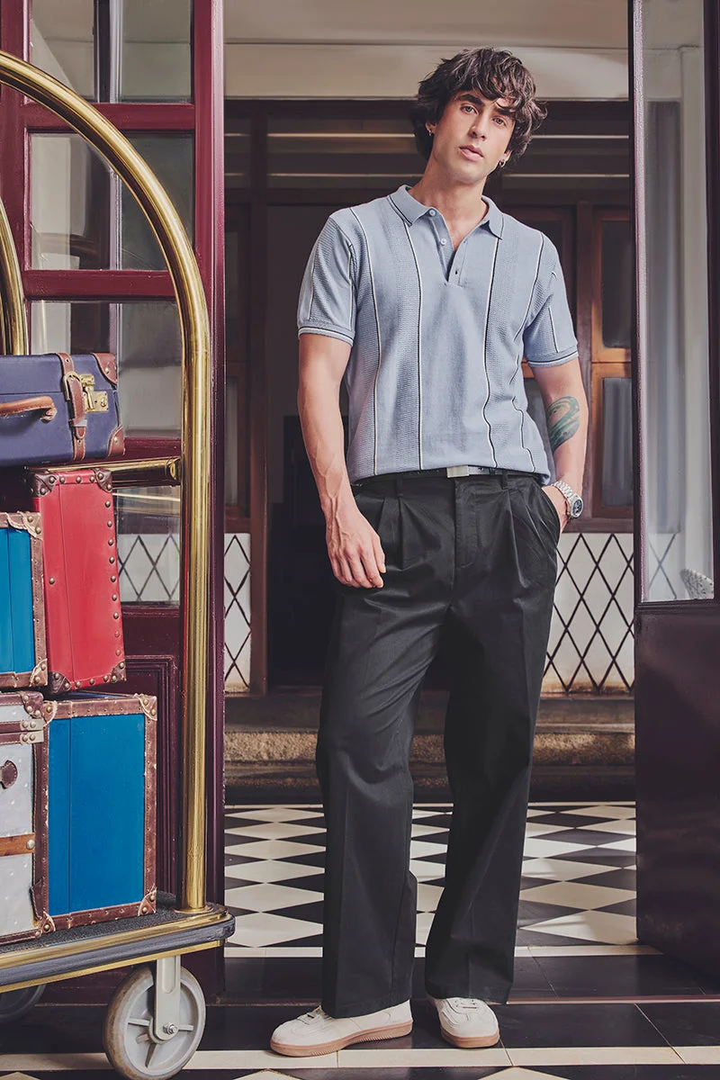 SNITCH Late Checkout Flat Knit Stripes Polo T-Shirt