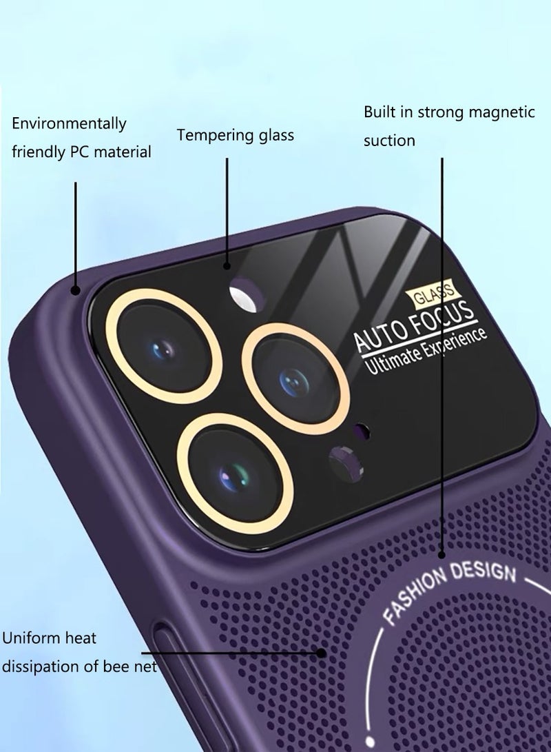 Color Fans For iPhone 13 Pro Max MagSafe Case Lens Protect Heat Dissipation Cover Purple  - Image 2