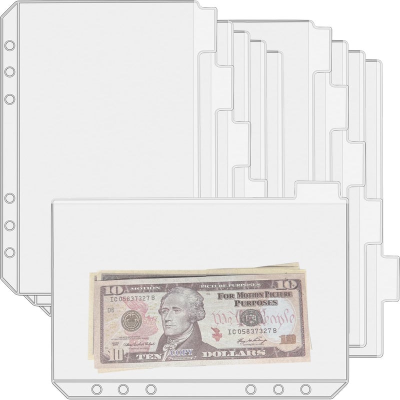 UMSICHT 12PCS A6 Binder Pockets with No Zippers, Zipless Budget Envelopes with Index Bits Design, A6 Binder Pouch for 6 Ring Binder, Money Folder Organizer,Clear PVC Savings Challenges Envelopes,12PCS - Image 1