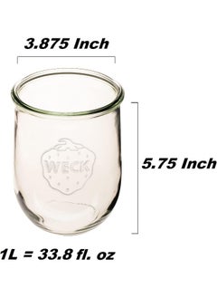 Weck Weck Tulip Jar - Sour Dough Starter Jars - Large Glass Jar for Sourdough - 1 x WECK 745 Clear Starter Jar with Glass Lid - Tulip Jar with Wide Mouth - Weck Jar 1 Liter Includes Glass Lid, rubber  - Image 2