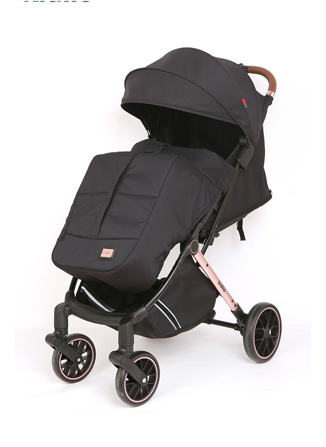 Kidilo Lightweight Stroller,Ultra-Compact Fold & Airplane Ready Travel Stroller, With rain cover and Storage basket Black  - Image 1