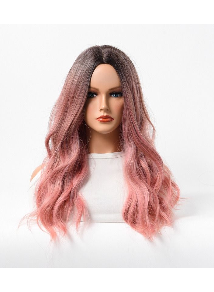 إستيل منتجات استيل شعر مستعار نسائي طويل مجعد شعر مموج كبير متوسط ​​طويل غطاء رأس كامل _ وردي رمادي - Image 1