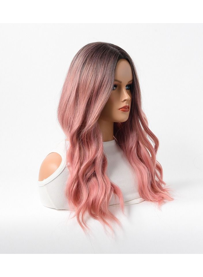 إستيل منتجات استيل شعر مستعار نسائي طويل مجعد شعر مموج كبير متوسط ​​طويل غطاء رأس كامل _ وردي رمادي - Image 3