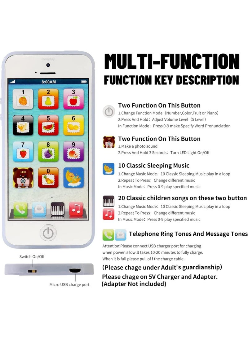 Toy Play Music Cell Phone Mobile Phone Learning English Education Gift for Baby Kids Assorted Colours  - Image 4