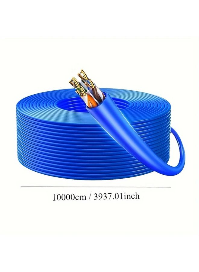 Cat6a Gigabit Ethernet Cable 10Gbps High Speed 3937 Inch Blue Twisted Pair RJ45 Connector For Home Network Monitoring Durable Fast Reliable Connectivity - Image 2