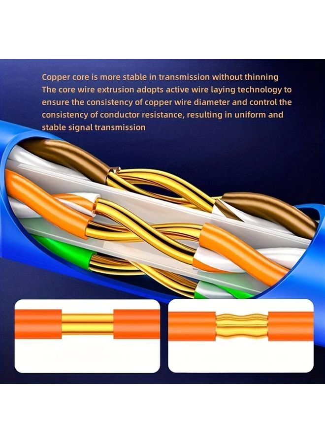 Cat6a Gigabit Ethernet Cable 10Gbps High Speed 3937 Inch Blue Twisted Pair RJ45 Connector For Home Network Monitoring Durable Fast Reliable Connectivity - Image 4