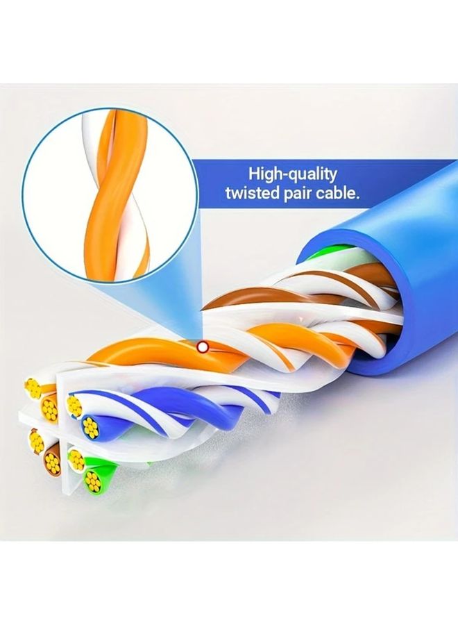 Cat6a Gigabit Ethernet Cable 10Gbps High Speed 3937 Inch Blue Twisted Pair RJ45 Connector For Home Network Monitoring Durable Fast Reliable Connectivity - Image 3
