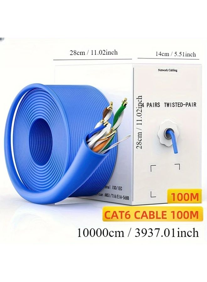 Cat6a Gigabit Ethernet Cable 10Gbps High Speed 3937 Inch Blue Twisted Pair RJ45 Connector For Home Network Monitoring Durable Fast Reliable Connectivity - Image 1