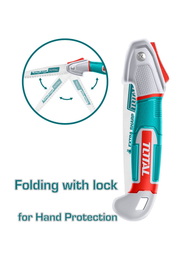 توتال منشار يدوي قابل للطي من توتال مقاس 7 بوصات، مصنوع من فولاذ عالي الكربون SK5، بعدد 7 أسنان لكل بوصة (TPI)، نصل فائق الحدة مزود بقفل لحماية اليد، موديل THFSW1808 - Image 2