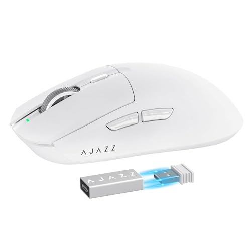 A-jazz AJAZZ AJ139 G Pro 4K Wireless Gaming Mouse UltraLightweight with Dual ModeType C Wired24Ghz USB Receiver up to 26000DPI 6 Programmable Button Ergonomic Symmetric for PS4 Xbox PC Mac GamerWhite - Image 1