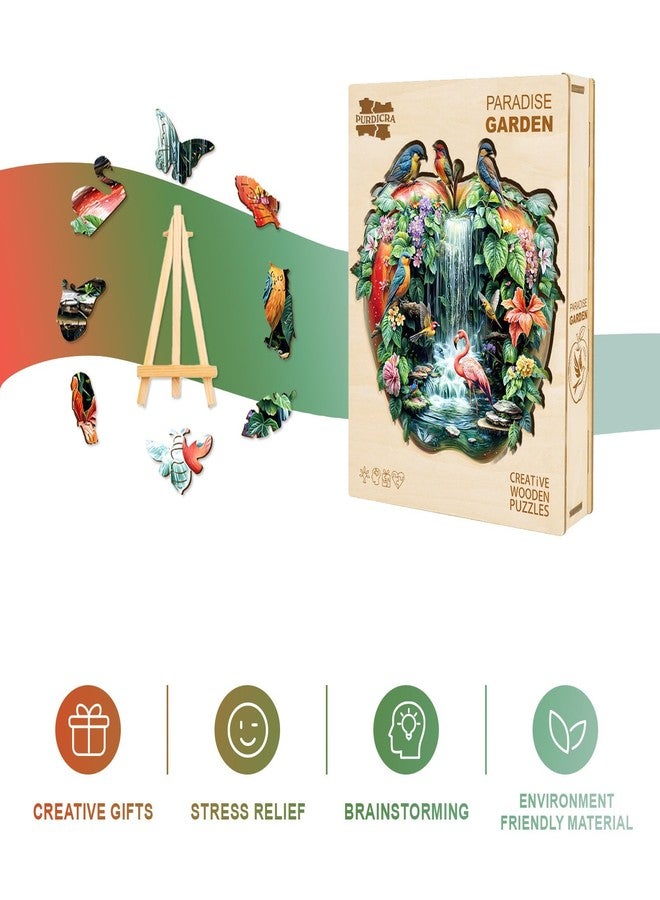 Purdicra Wooden Puzzles for Adults - Paradise Garden Wooden Jigsaw Puzzle, Unique Animal Shaped Wood Puzzles Adult, Christmas Birthday Gifts for Friends/Family, Home Decor 11.4 * 10.9in 180pcs - Image 4