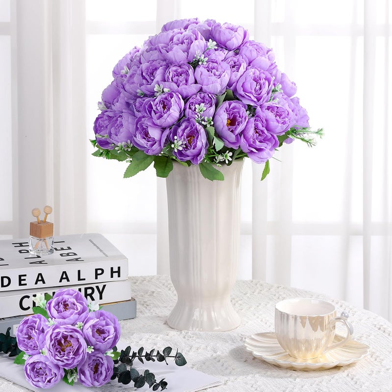 Ovveroche 8 Pack Purple Peonies Artificial Flowers, Fake Silk Hydrangea Bouquet for Bridal Wedding Home Table Decor Reusable Dining Opening Ceremony Birthday Arrangement Faux Floral - Image 5