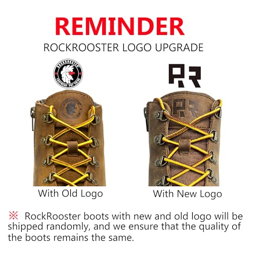 ROCKROOSTER Magnolia 6" Side-Zipper Wedge Boots for Men, Lightweight Soft Moc Toe Motorcycle Boots SAP309-Brown-14 - Image 4