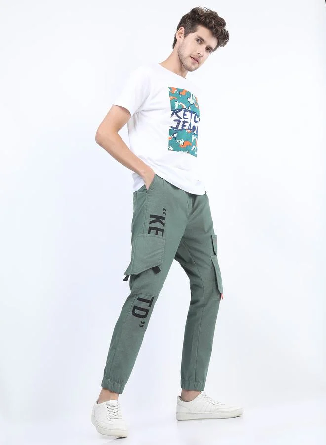 كيتش Placement Print Flap Pocket Detail Joggers by Styli