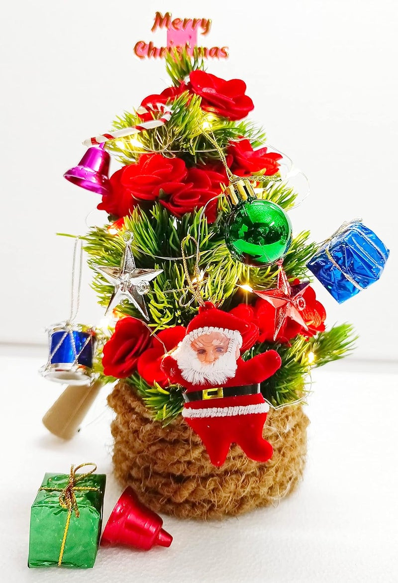 Dekorly Mini Xmas Tree 30cm Artificial Small Tabletop Christmas Pine Tree with LED String Lights Ornaments for Holiday Home Office Decoration dekolry - Image 2