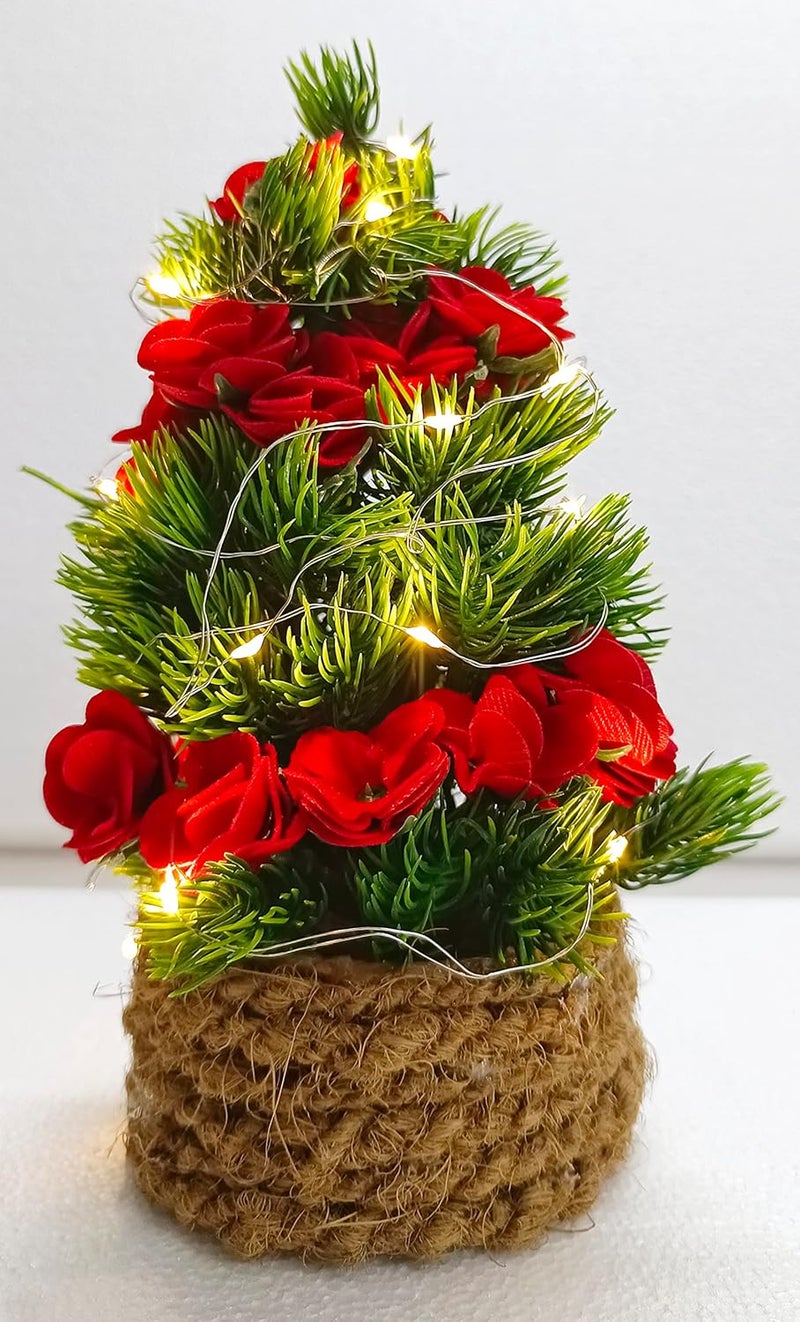 Dekorly Mini Xmas Tree 30cm Artificial Small Tabletop Christmas Pine Tree with LED String Lights Ornaments for Holiday Home Office Decoration dekolry - Image 3