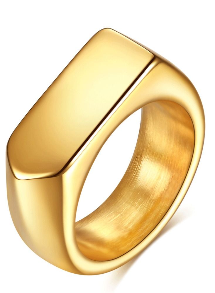 Loquat Stainless Steel Solid Polished Signet Ring