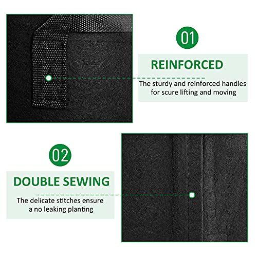 JNYONG 12-Pack 5 Gallon Thickened Non-Woven Grow Bags, Aeration Fabric Pots with Handles - Image 3