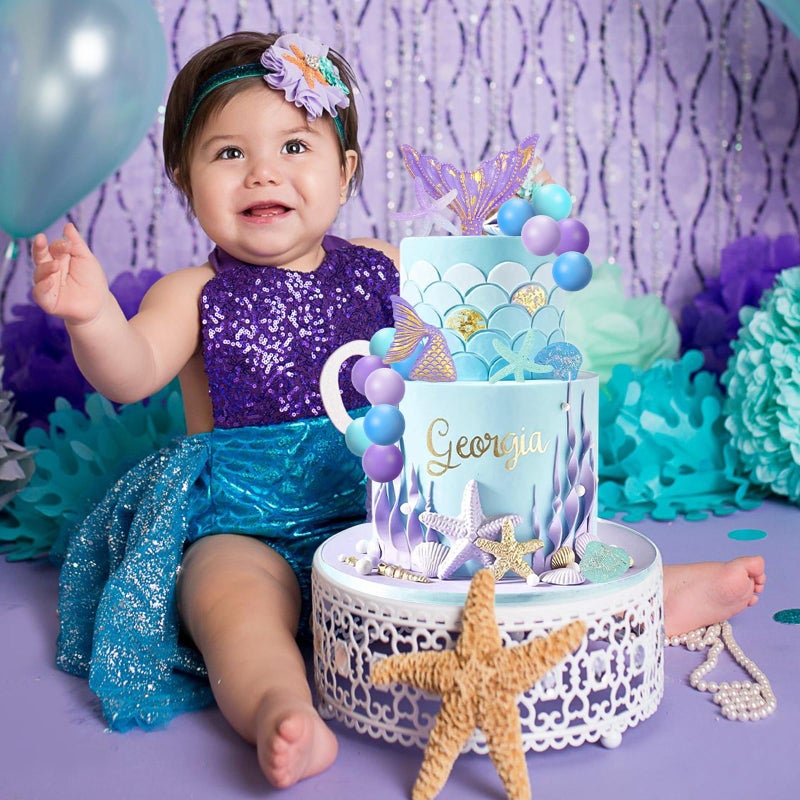 Lukinuo Mermaid Cake Topper 26Pcs Under The Sea Cake Decors Seashell Cake topper Mermaid Tail Cake Decoration Mermaid Birthday Cake Toppers for Mermaid Theme Party Supplies Birthday Party Baby Shower - Image 4