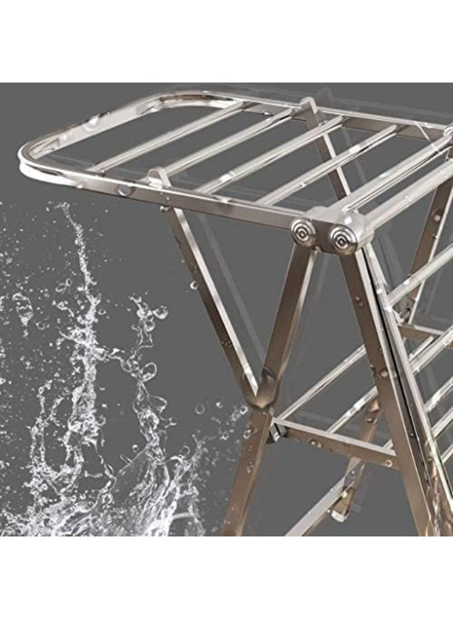 فاليو منشر غسيل استيل ضد الصدأ، منشر ملابس طبقتين ، حامل تجفيف ملابس قابل للطي لاستخدام الداخلي و الخارجي - Image 4