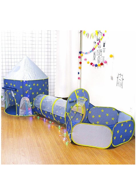 Kid Play Tent Baby Playpen, Foldable Baby Kids Playpen Activity Center Room, Baby Furniture Play Yard with Basketball Hoop, Sturdy Playpen with Anti-Slip Base (Blue)