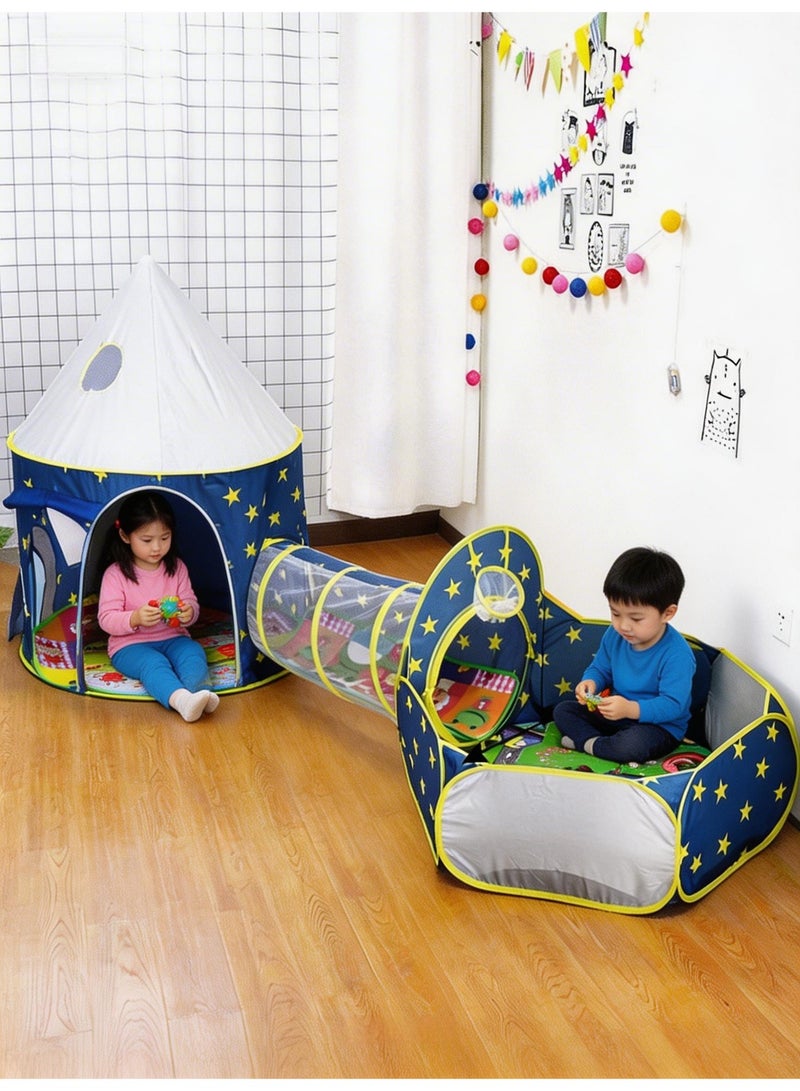 ULHYC Kid Play Tent Baby Playpen, Foldable Baby Kids Playpen Activity Center Room, Baby Furniture Play Yard with Basketball Hoop, Sturdy Playpen with Anti-Slip Base (Blue) - Image 1