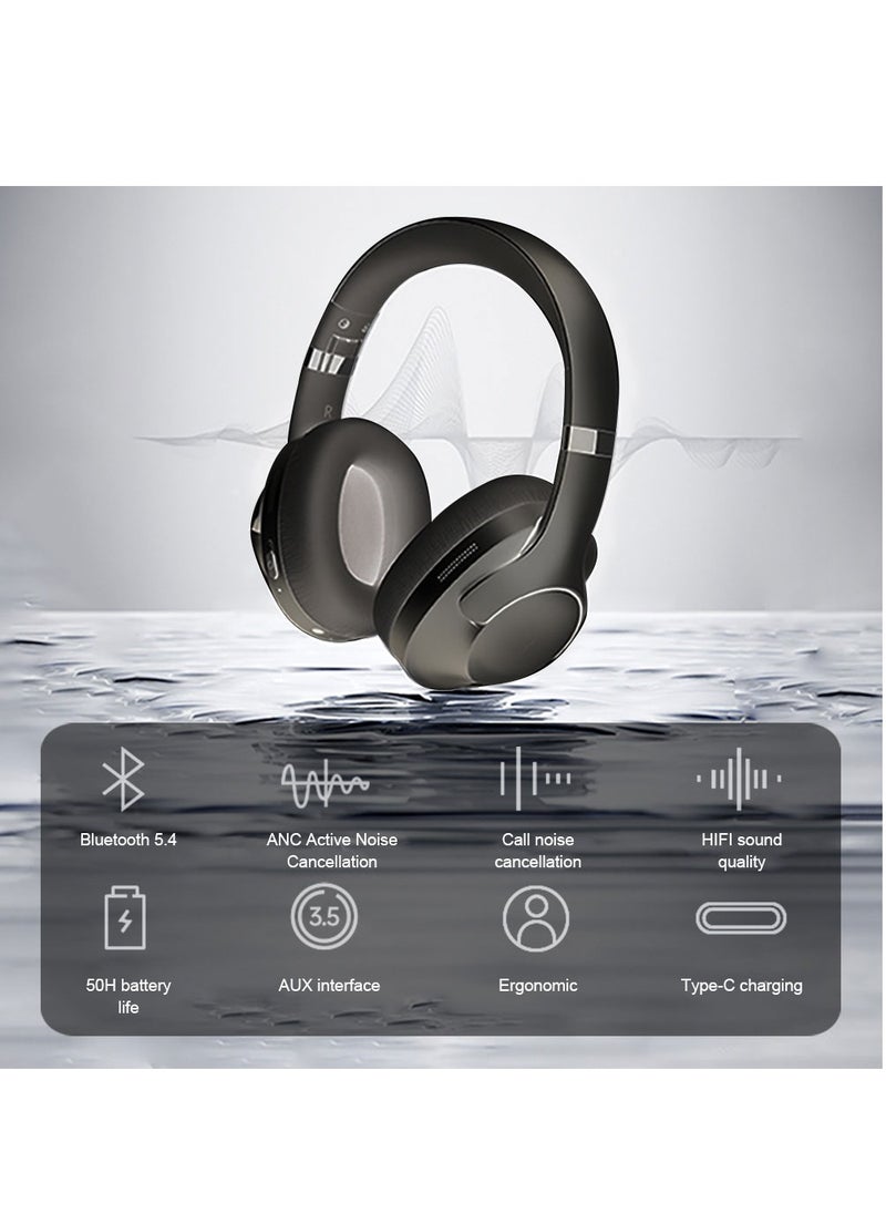 FlashHawk ANC Wireless Over-Ear Headphones with Bluetooth 5.4 and 50 Hours of Battery Life Black  - Image 4