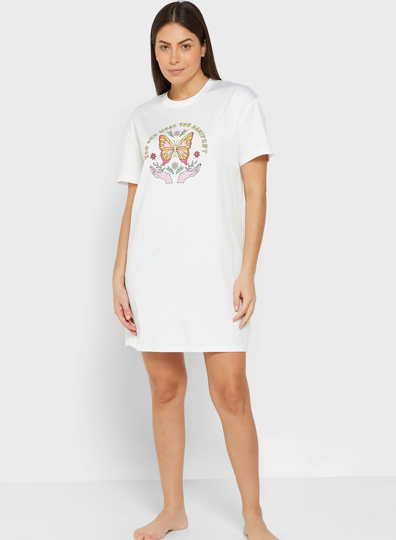 Ginger Printed Mini Nightdress