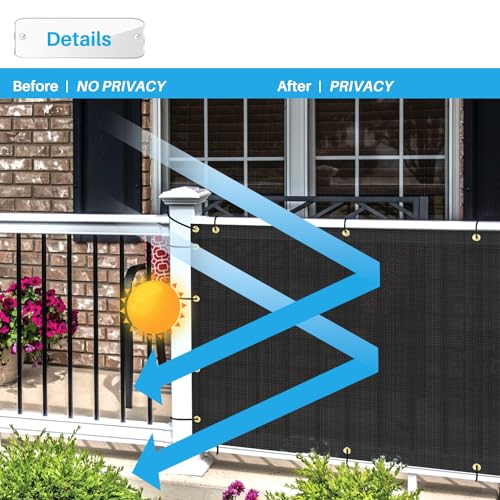 Patio 3' x 50' Balcony Privacy Screen Apartment Railing Covers Fence Panels for Outdoor, Temporary Fencing for Porch Deck Backyard Net Mesh with Zip Ties, Black - Image 5