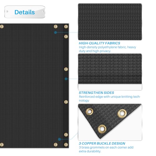 Patio 3' x 50' Balcony Privacy Screen Apartment Railing Covers Fence Panels for Outdoor, Temporary Fencing for Porch Deck Backyard Net Mesh with Zip Ties, Black - Image 4