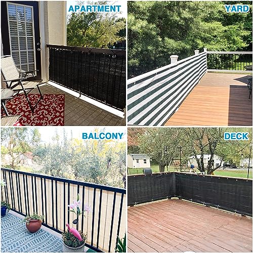 Patio 3' x 50' Balcony Privacy Screen Apartment Railing Covers Fence Panels for Outdoor, Temporary Fencing for Porch Deck Backyard Net Mesh with Zip Ties, Black - Image 2